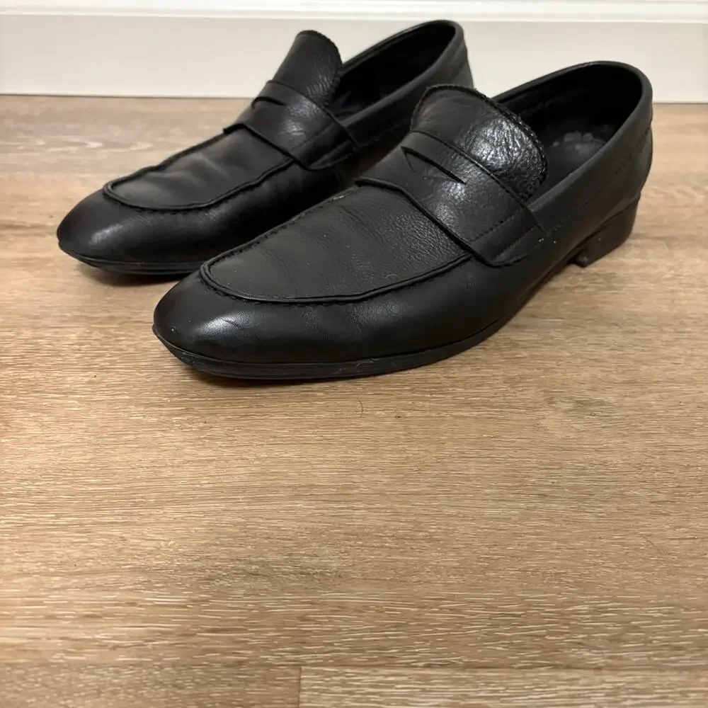 Bacco Bucci Black Leather Men’s Loafers Slip-On 9.5